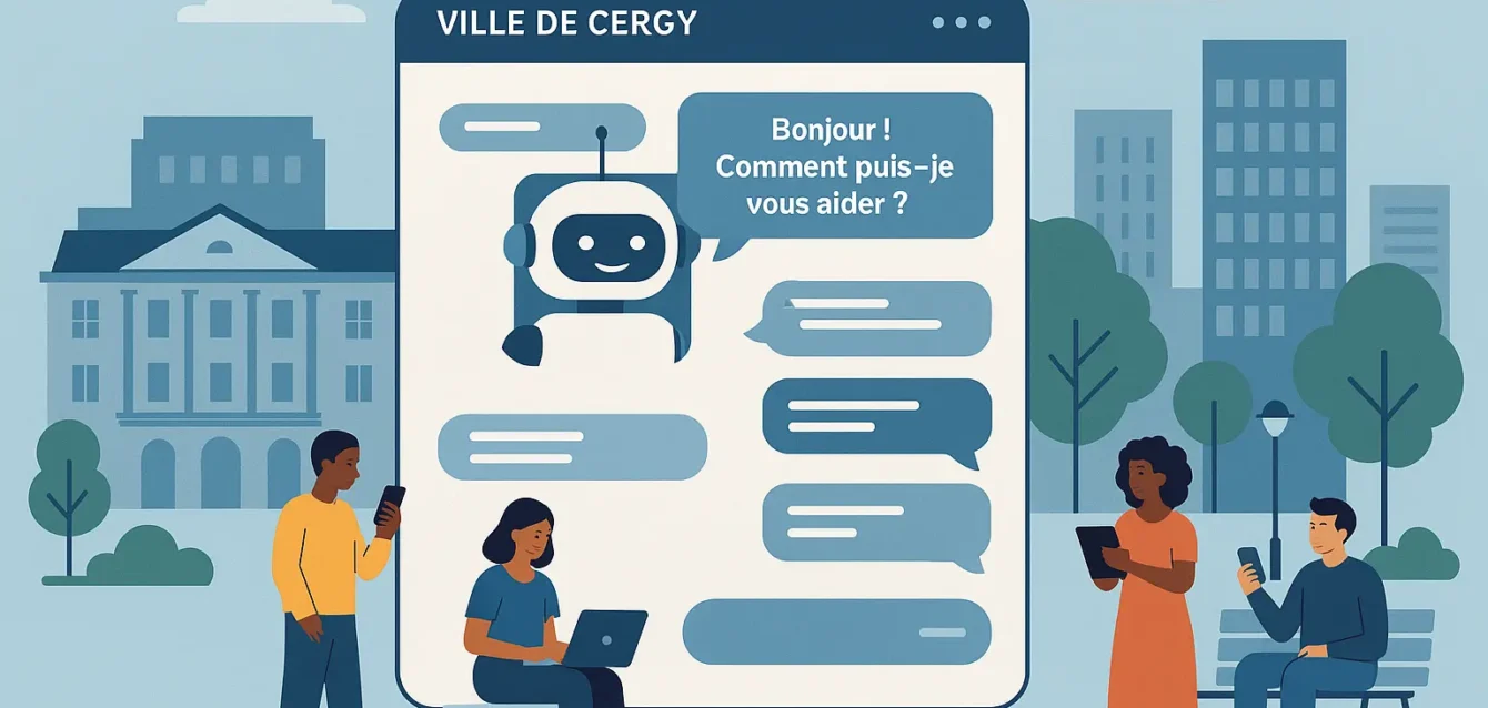 Chatbot intelligent de la ville de Cergy aidant les citoyens en ligne.