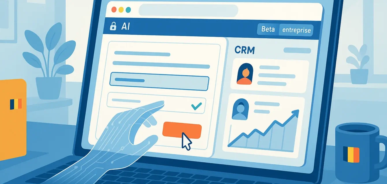 Claude for Chrome : l'IA qui automatise vos tâches web et protège vos données en local Illustration d'un assistant IA dans un navigateur remplissant des formulaires et gérant plusieurs onglets, avec icône de sécurité et référence discrète à la Belgique