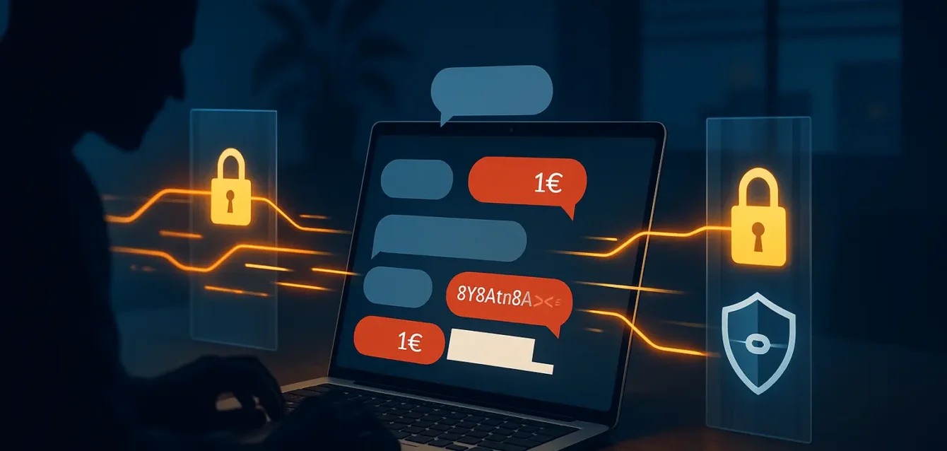 L'injection de prompt : quand des mots détournent vos IA — protéger vos automatisations Couverture illustrée d'un chatbot piraté par des mots avec des garde-fous numériques